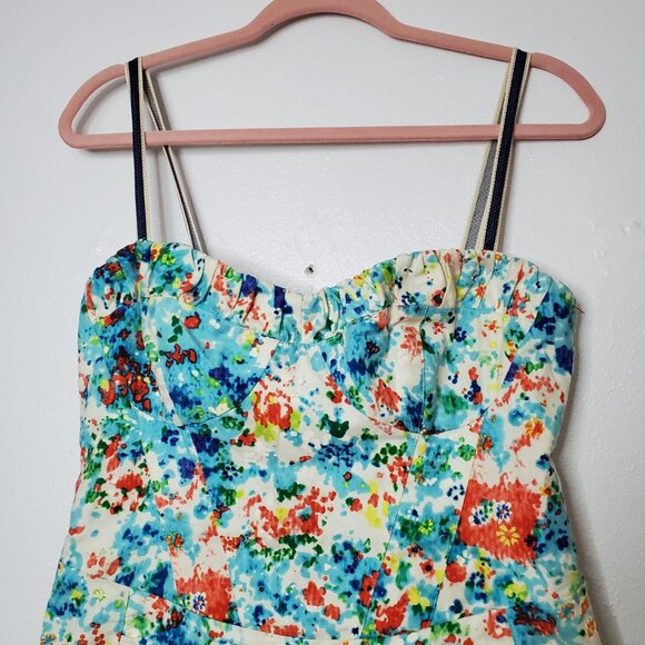 Nanette Lepore White & Multicolor Printed Sleeveless Rouched Sheath Dress sz 6 - Picture 3 of 16